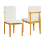 Chaise de salle à manger moderne rembourrée - Tissu texturé crème (lot de 2)