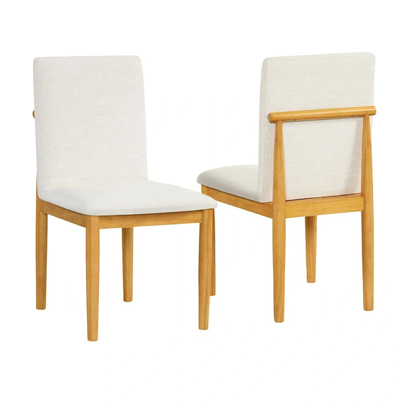 Chaise de salle à manger moderne rembourrée - Tissu texturé crème (lot de 2)