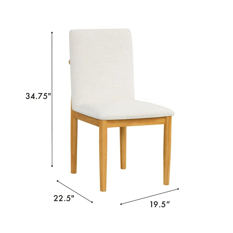 Chaise de salle à manger moderne rembourrée - Tissu texturé crème (lot de 2)
