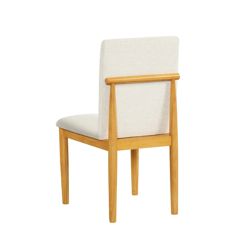 Chaise de salle à manger moderne rembourrée - Tissu texturé crème (lot de 2)