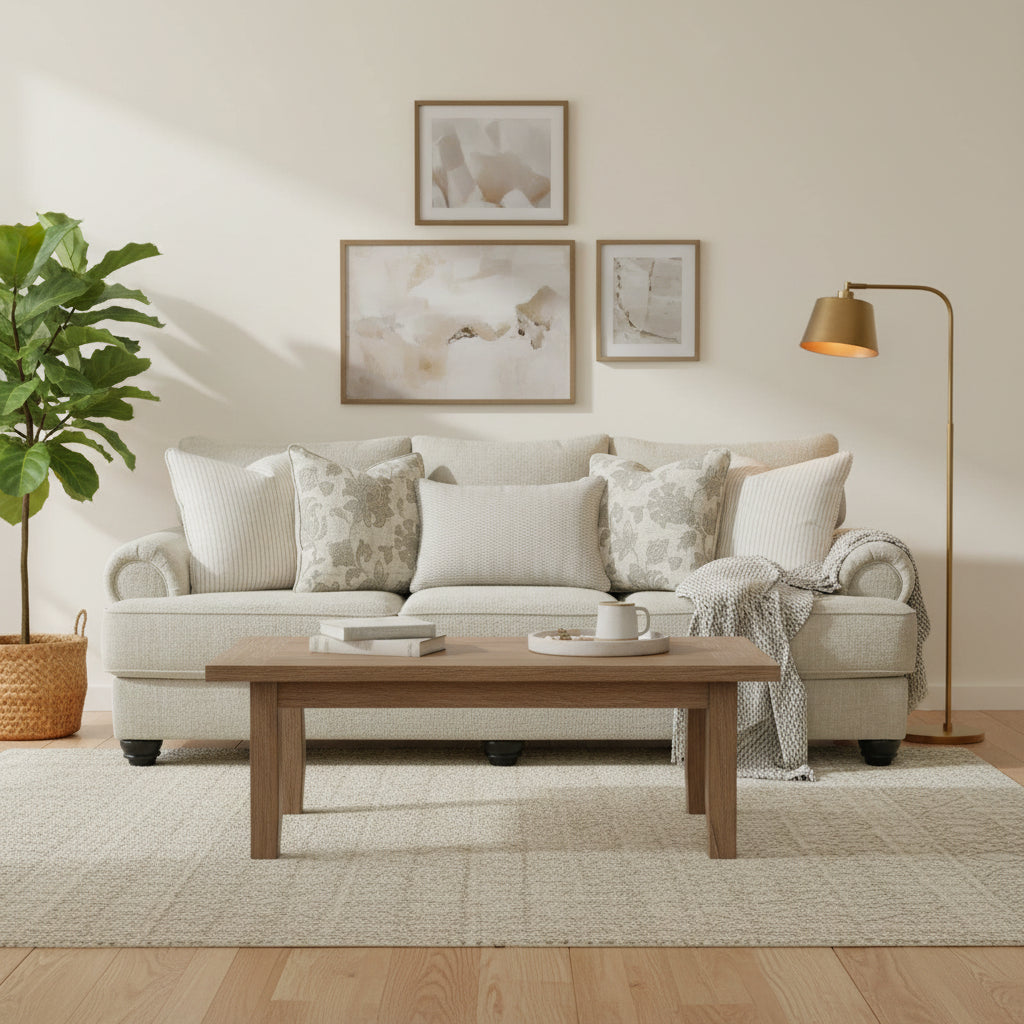 Canapé beige - 98L x 44P x 40H