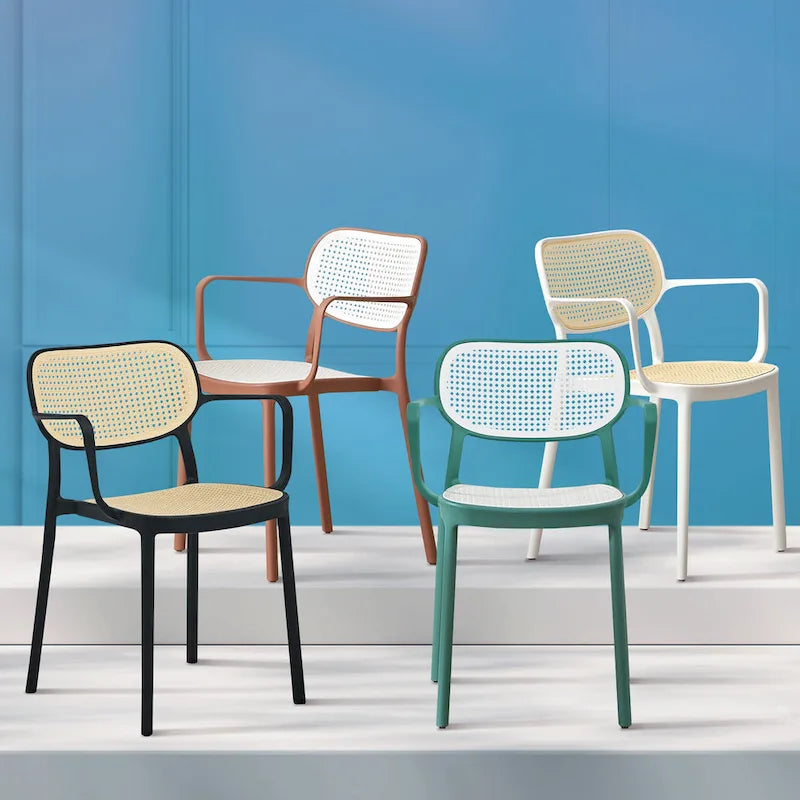 Lot de 2 chaises de salle à manger modernes empilables, pour l'intérieur ou l'extérieur