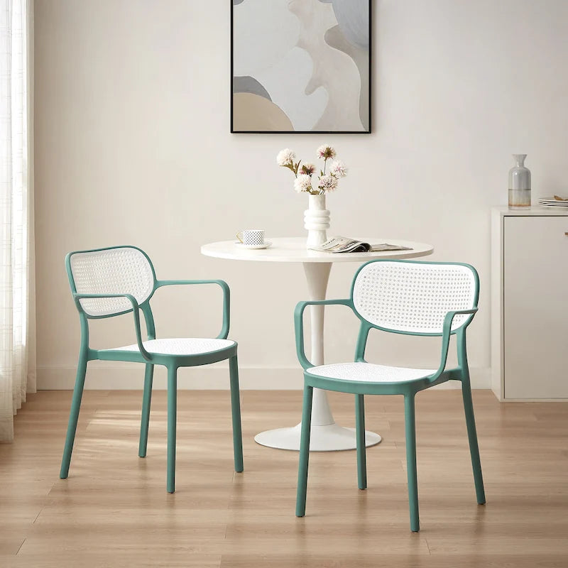 Lot de 2 chaises de salle à manger modernes empilables, pour l'intérieur ou l'extérieur