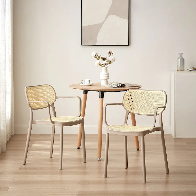 Lot de 2 chaises de salle à manger modernes empilables, pour l'intérieur ou l'extérieur