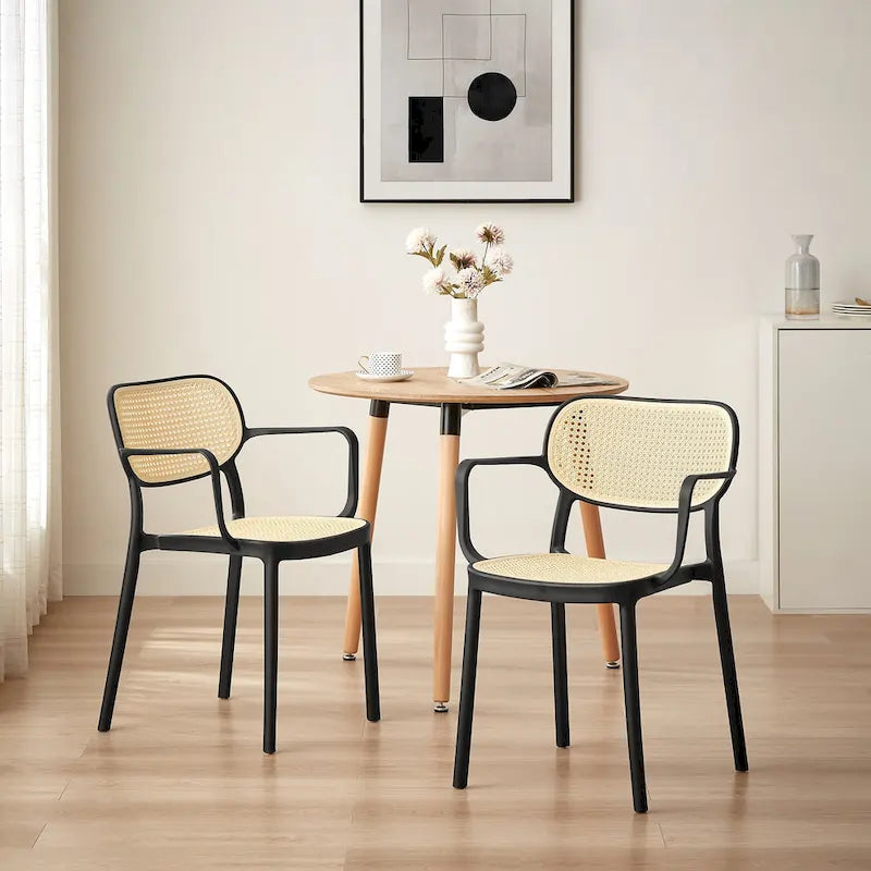 Lot de 2 chaises de salle à manger modernes empilables, pour l'intérieur ou l'extérieur