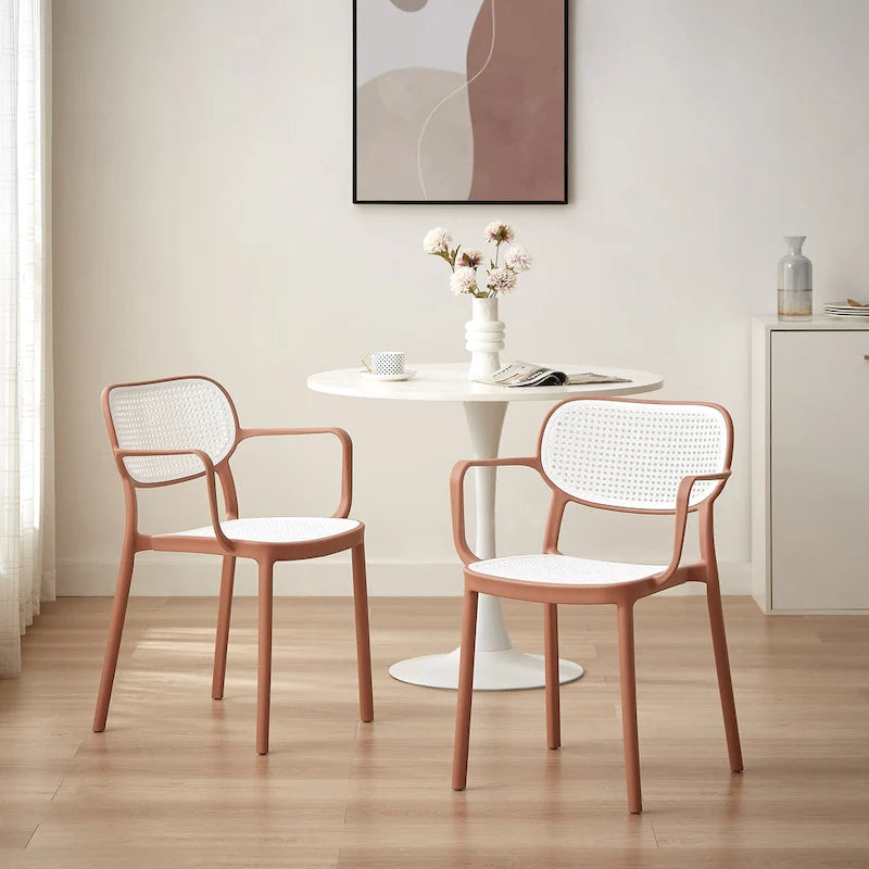 Lot de 2 chaises de salle à manger modernes empilables, pour l'intérieur ou l'extérieur