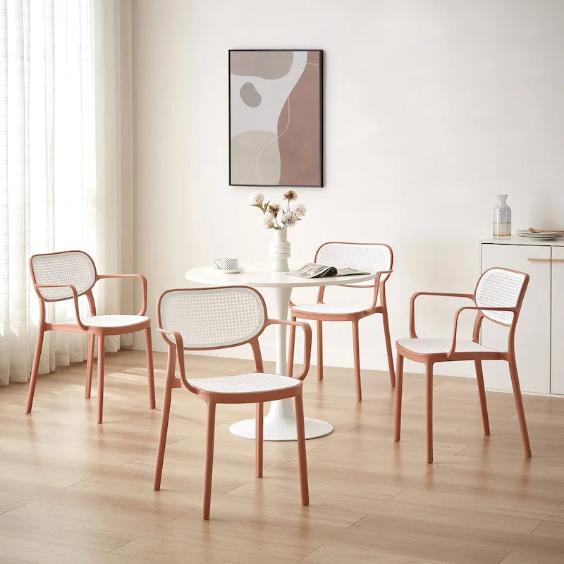 Lot de 2 chaises de salle à manger modernes empilables, pour l'intérieur ou l'extérieur
