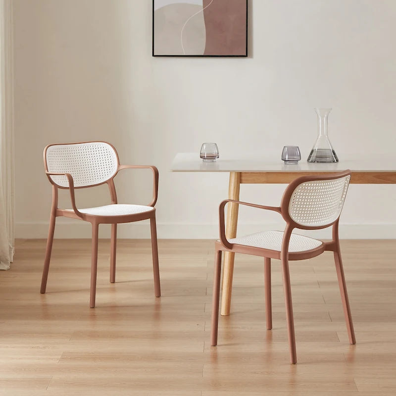 Lot de 2 chaises de salle à manger modernes empilables, pour l'intérieur ou l'extérieur