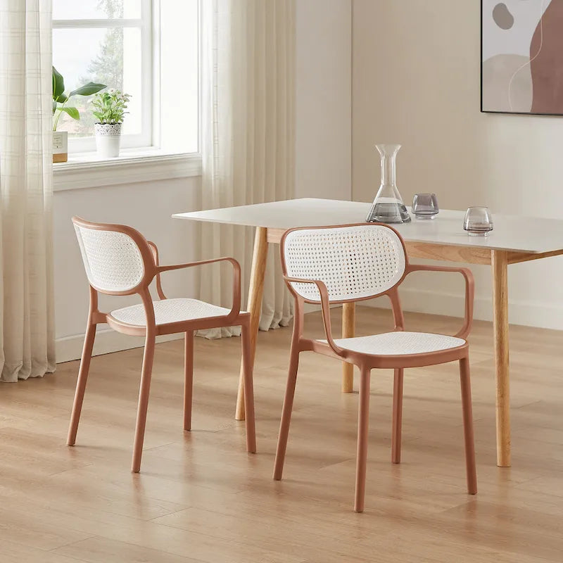Lot de 2 chaises de salle à manger modernes empilables, pour l'intérieur ou l'extérieur