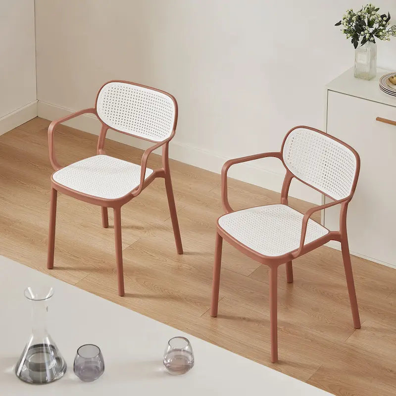 Lot de 2 chaises de salle à manger modernes empilables, pour l'intérieur ou l'extérieur