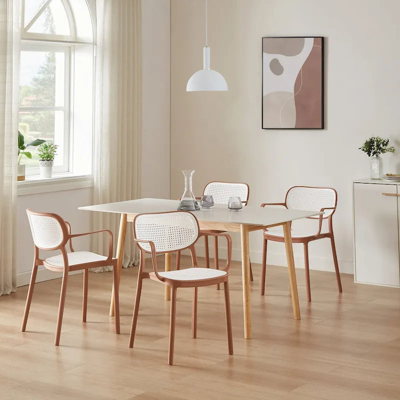 Lot de 2 chaises de salle à manger modernes empilables, pour l'intérieur ou l'extérieur