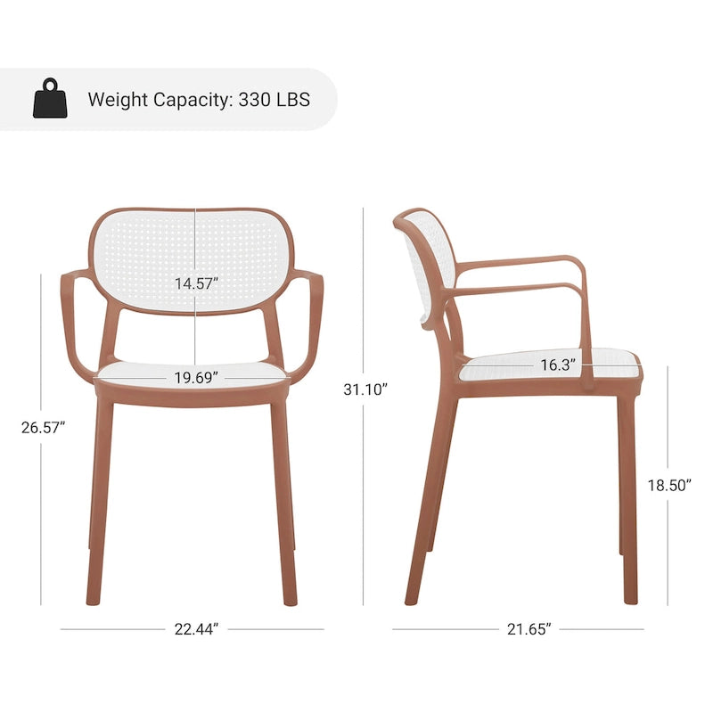 Lot de 2 chaises de salle à manger modernes empilables, pour l'intérieur ou l'extérieur