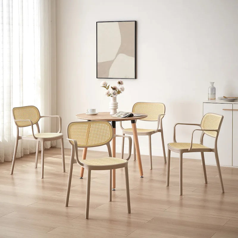 Lot de 2 chaises de salle à manger modernes empilables, pour l'intérieur ou l'extérieur