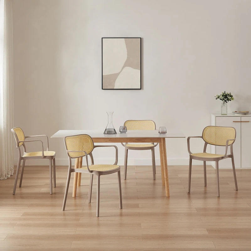 Lot de 2 chaises de salle à manger modernes empilables, pour l'intérieur ou l'extérieur