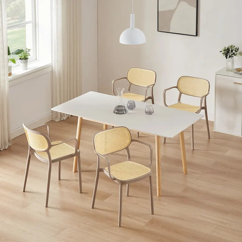 Lot de 2 chaises de salle à manger modernes empilables, pour l'intérieur ou l'extérieur