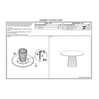 Table à manger ronde de 54 pouces, placage de noyer, piétement à lattes