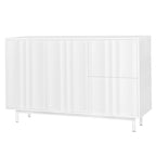 Meuble de Rangement Motif Vague avec 2 Portes et 2 Tiroirs, Réglable, Adapté pour Bureau, Entrée et Salon