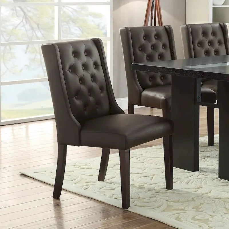 Chaises de salle à manger capitonnées modernes en similicuir (lot de 2)
