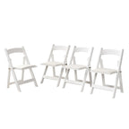 Chaise pliante rembourrée, gain de place, facile à transporter, 4 pièces, coussin beige/étagère blanche, salle à manger