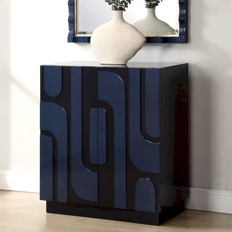 Meuble bas 2 portes bleu brillant - 34 H X 30 L X 16.125 P