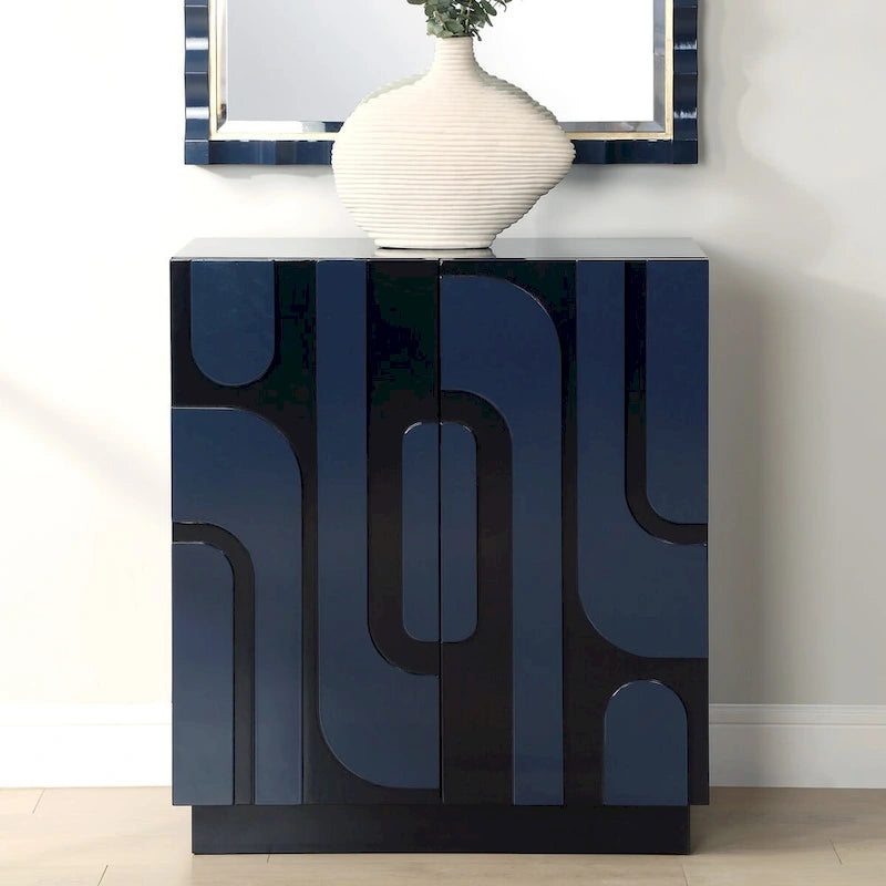 Meuble bas 2 portes bleu brillant - 34 H X 30 L X 16.125 P